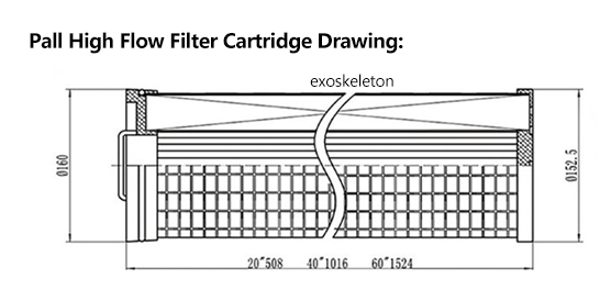 Pall High Flow Filter Cartridge Drawing