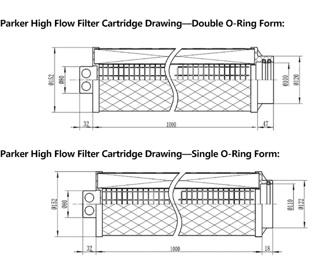 Parker High Flow Filter Cartridge Drawing